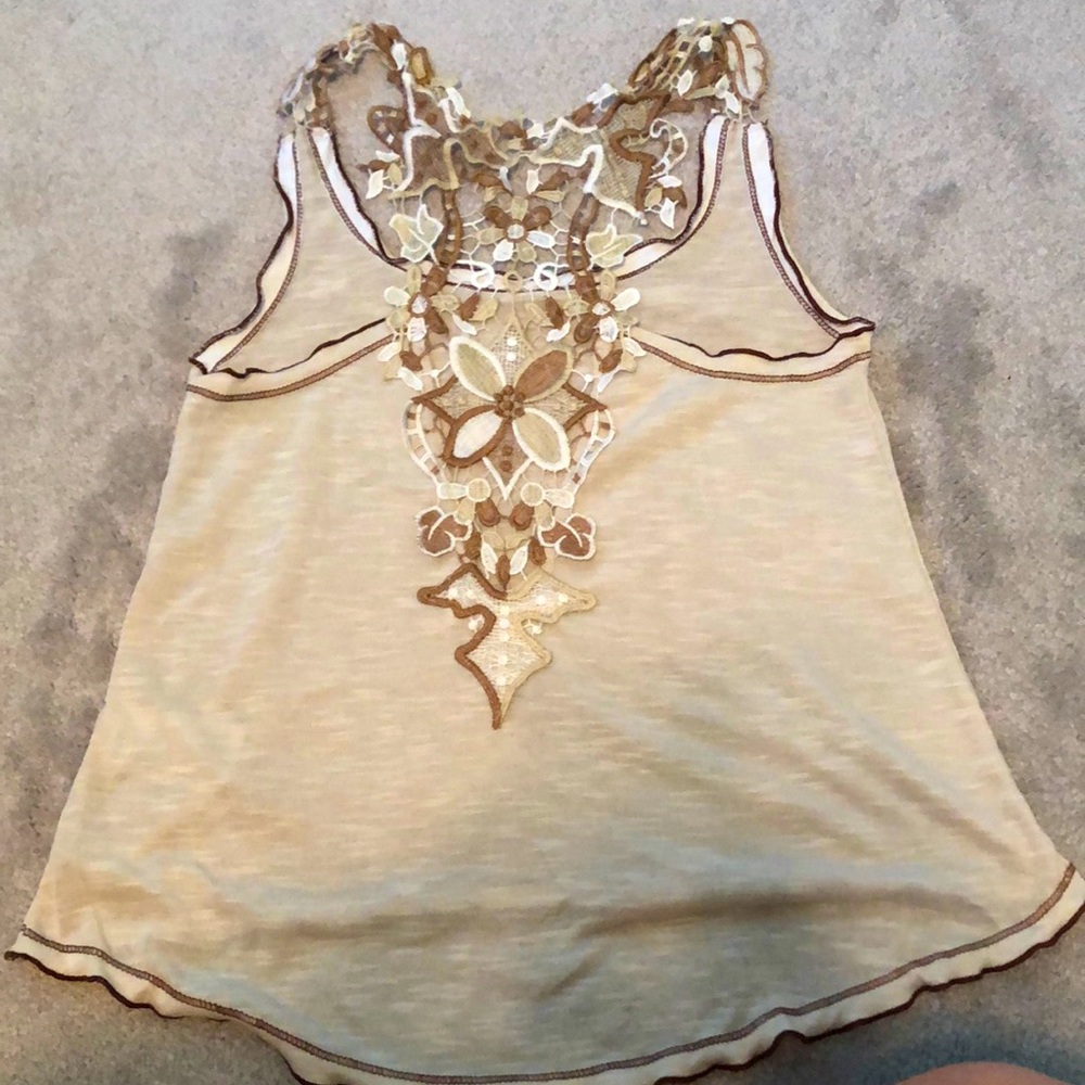 Cream tank with lace racerback detail